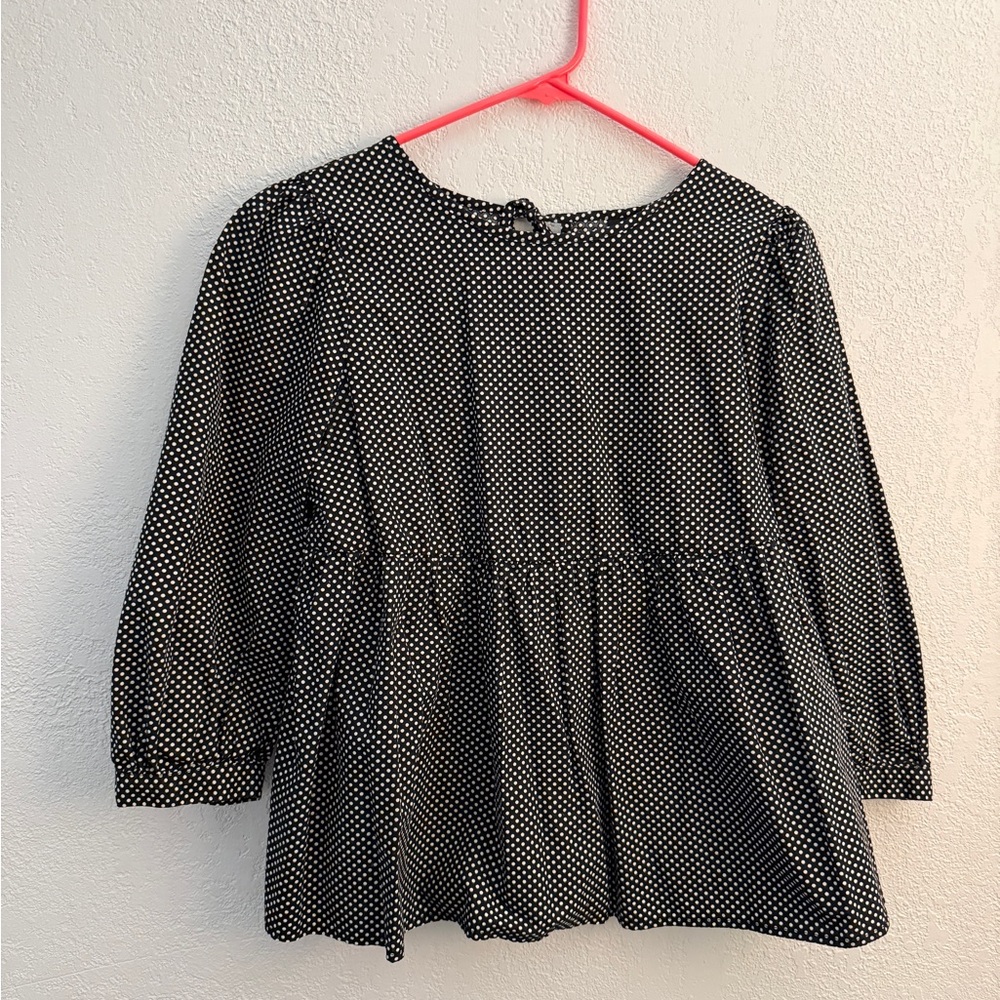 Who What Wear Black and White Polka Dot Top